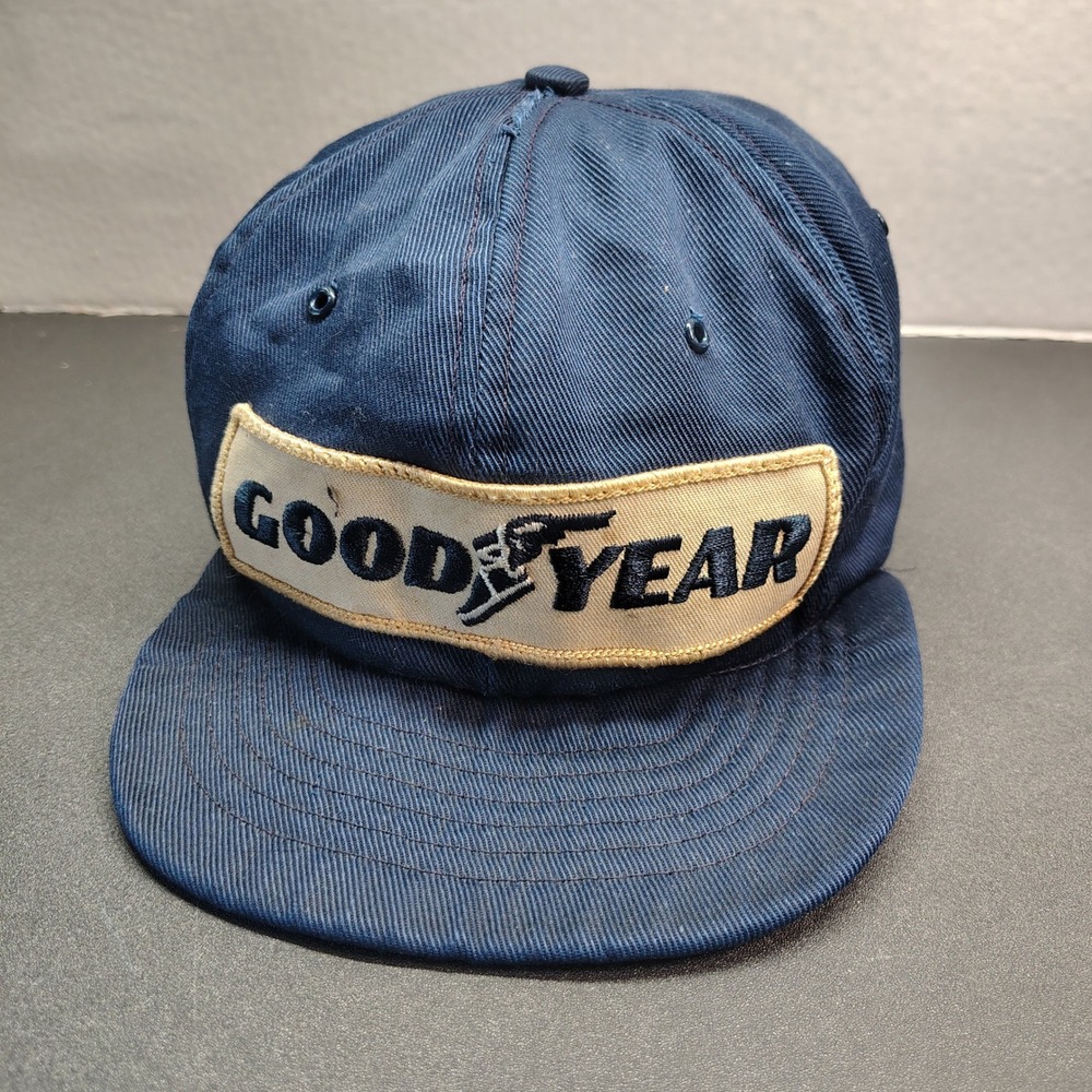 Swingster Goodyear Snapback Hat Mens OS Navy Blue Vintage Patch Trucker Cap